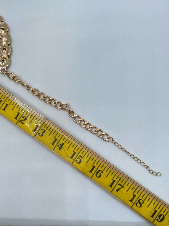 Gold Tone Braided Chain Necklace Crystal Rhinestone Statement Adjustable Link - Picture 5 of 6